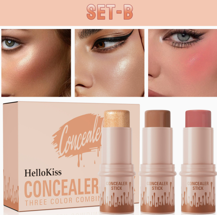 3-in-1 Contour Stick Set, Highlight, Contour & Blush