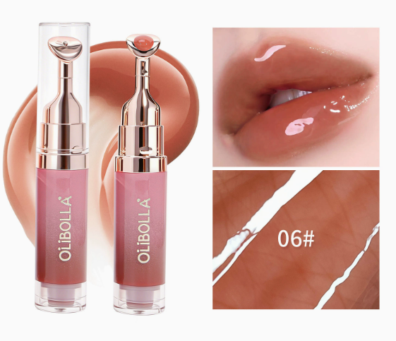 Plumping Lip Gloss with Cooling Metal Tip, Mirror-Shine Hydrating Lip Serum