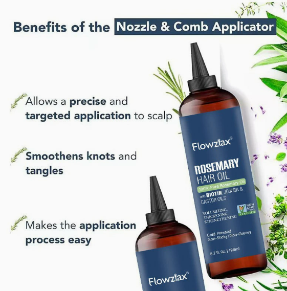 Rosemary Hair Oil with Brush Applicator, Smoothing & Conditioning