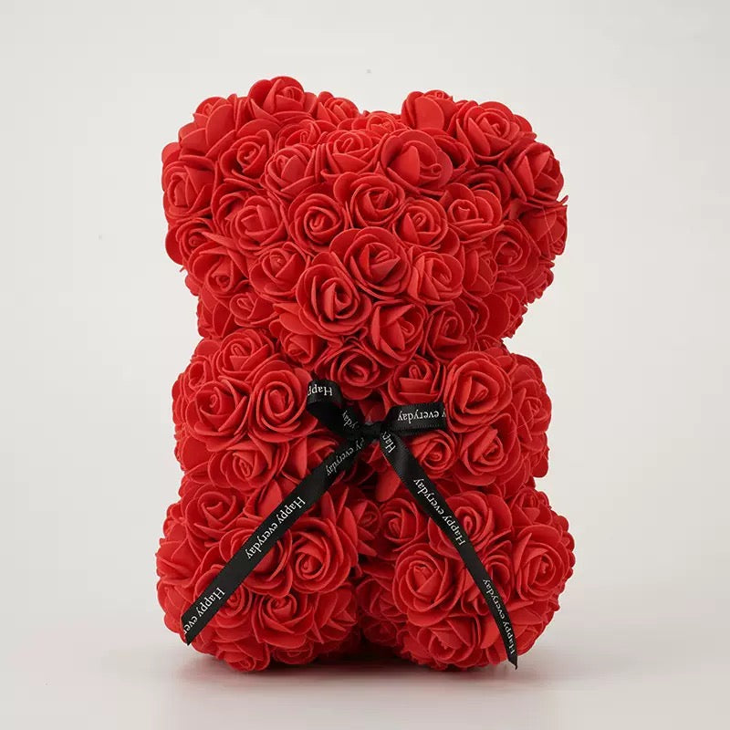 Rose Bear Valentine's Gift, Artificial Flower Bear in Multiple Colours
