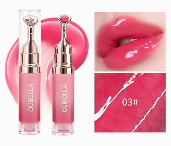 Plumping Lip Gloss with Cooling Metal Tip, Mirror-Shine Hydrating Lip Serum