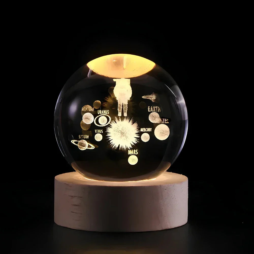 LED Crystal Sphere Night Light Cosmic 3D Planet Display