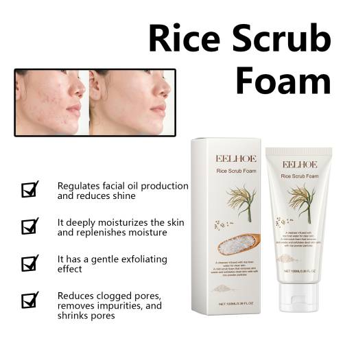 Rice Scrub Face Wash Foam with Hyaluronic Acid