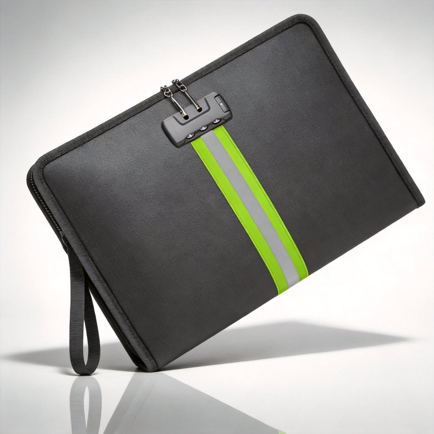 Fireproof Waterproof Document Bag – Heavy Duty A4 File Organizer with Lock & Reflective Strip for Office & Home