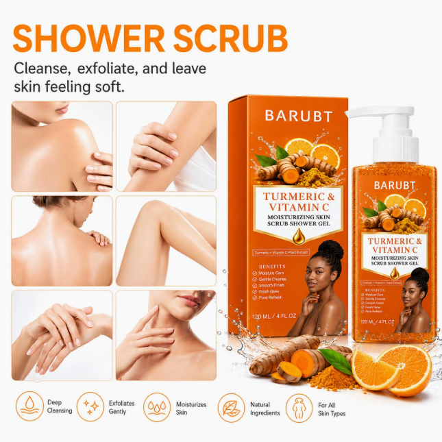Turmeric & Vitamin C Exfoliating Body Wash, Moisturising Rich Foam