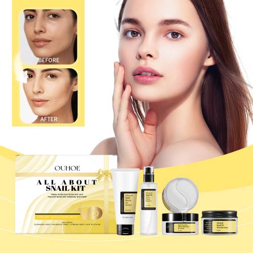 Snail Facial Care Gift Set with Cleanser, Serum, Cream & Eye Patches