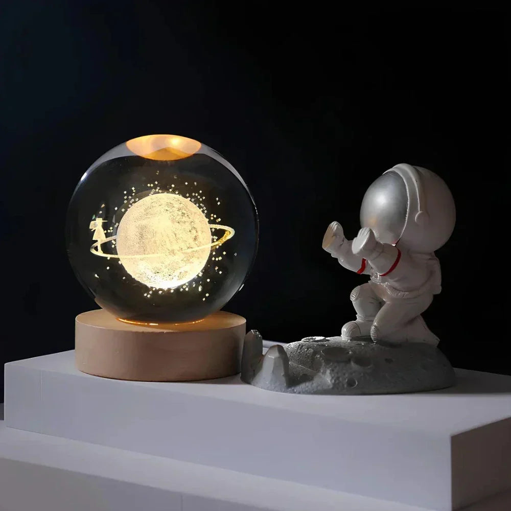 LED Crystal Sphere Night Light Cosmic 3D Planet Display