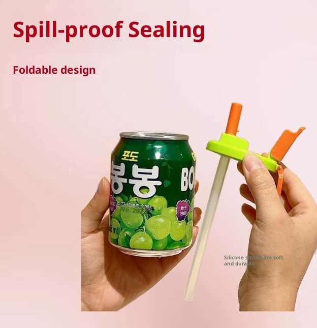 Foldable Straw Lid, Spill-Resistant Silicone Cup Cover