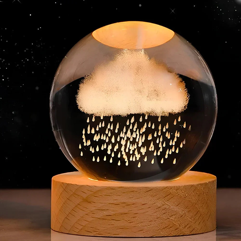 LED Crystal Sphere Night Light Cosmic 3D Planet Display