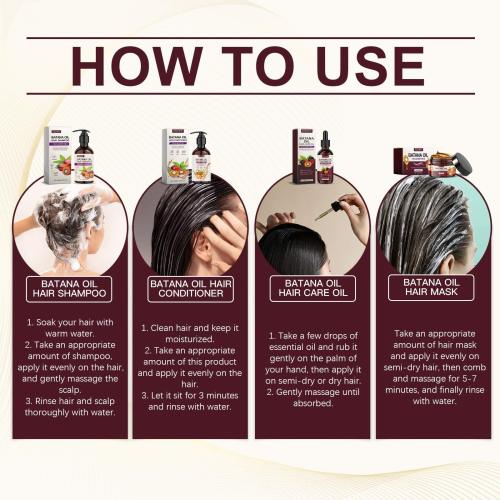 Batana Hair Care Set: Shampoo, Conditioner, Mask & Oil