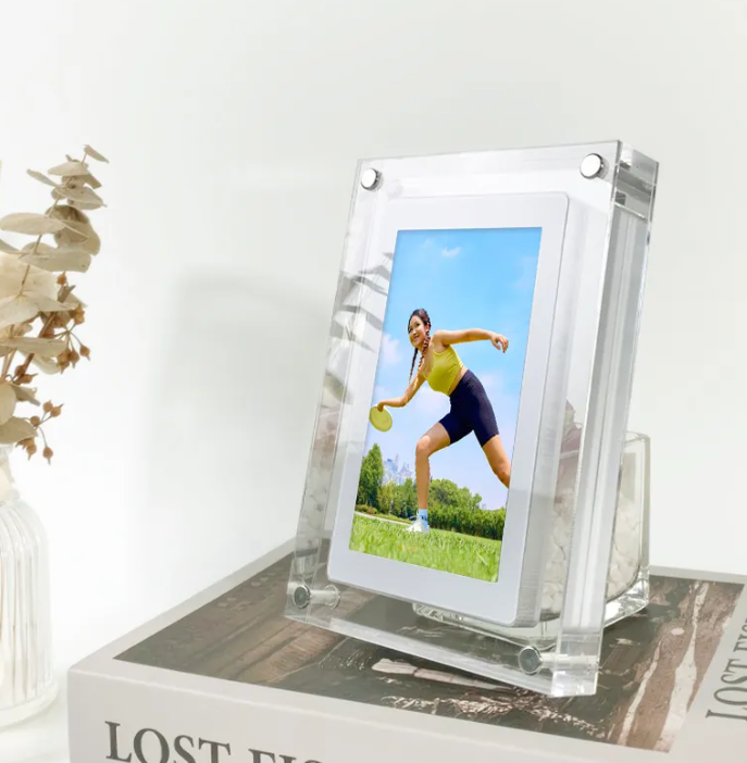 Acrylic Digital Picture Frame, Vertical Photo & Video Display