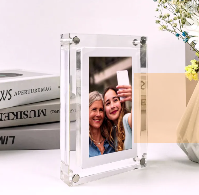 Acrylic Digital Picture Frame, Vertical Photo & Video Display