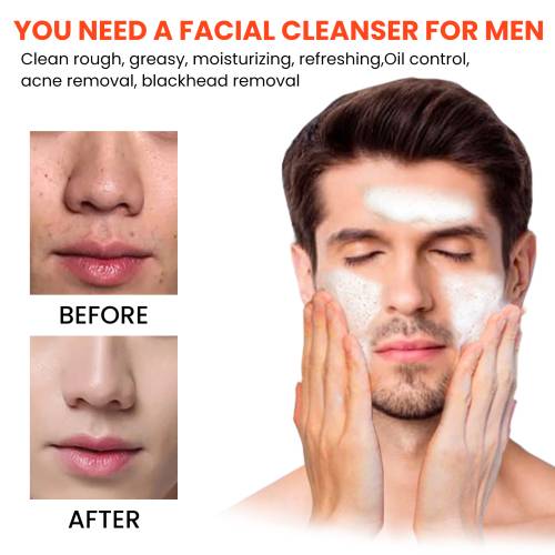 Men's Volcanic Face Wash, Deep Pore Cleansing & Oil Control