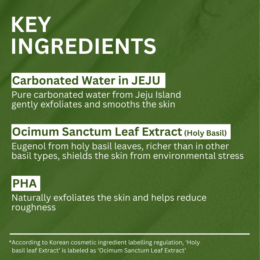 Holy Basil Bubble Deep Mask with Korean Clay & PHA for Pores, Blackheads & Blemishes