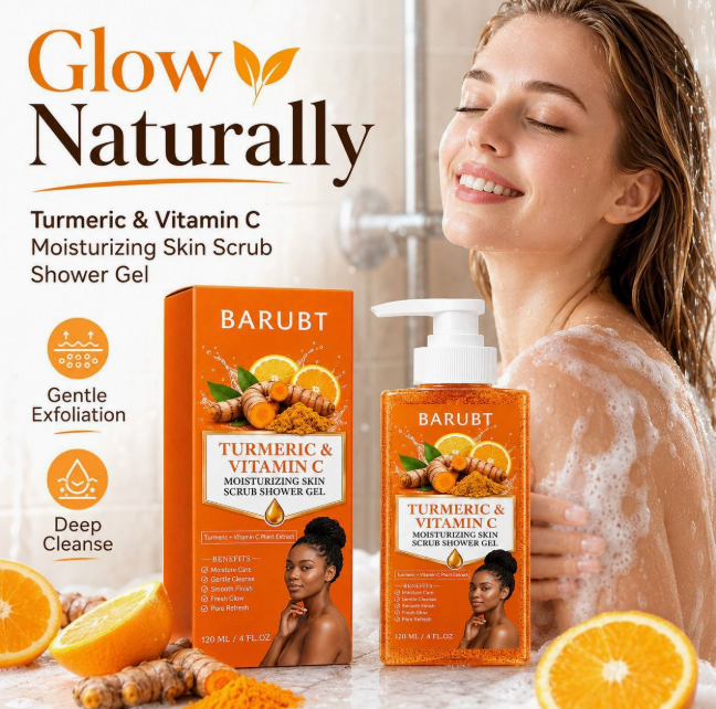 Turmeric & Vitamin C Exfoliating Body Wash, Moisturising Rich Foam