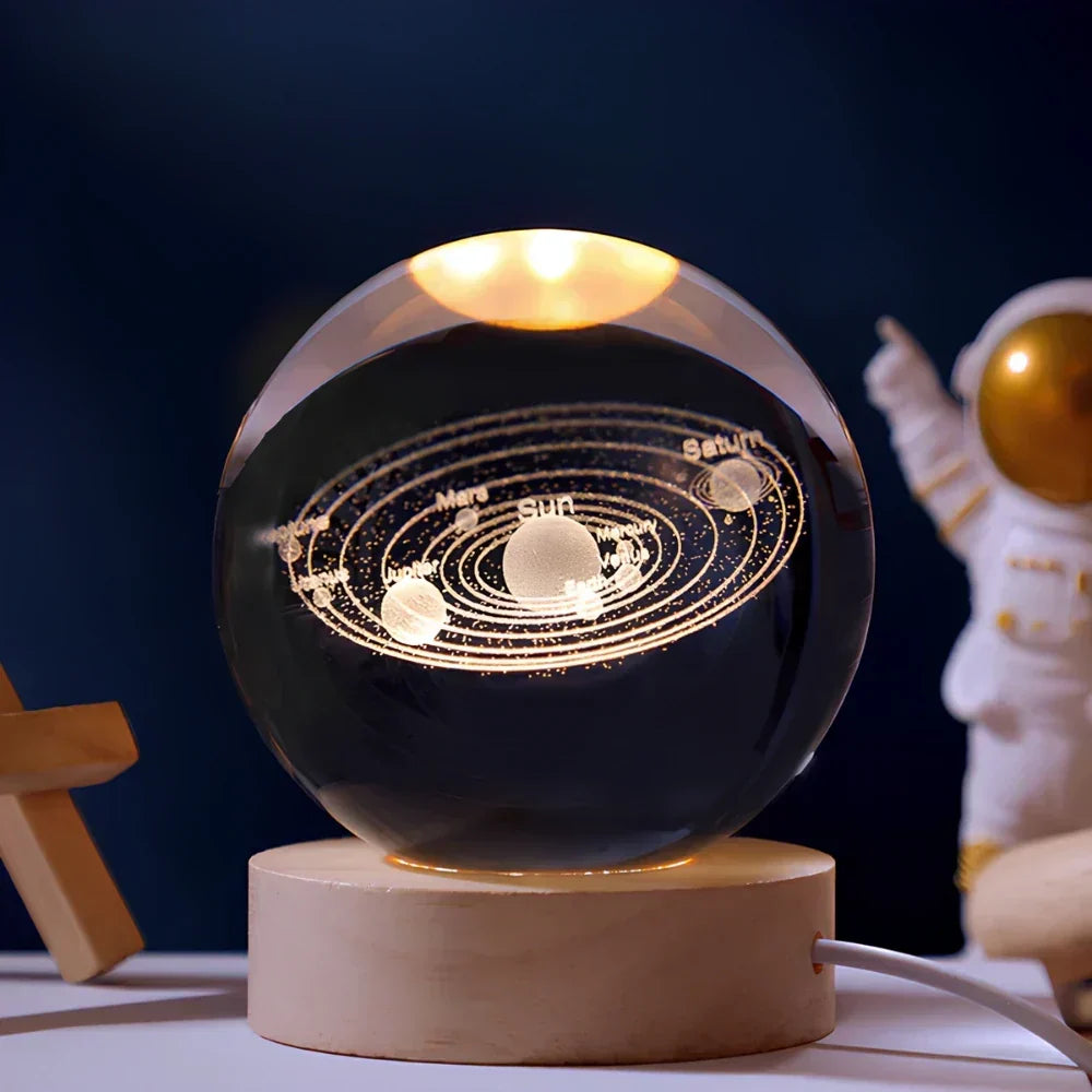 LED Crystal Sphere Night Light Cosmic 3D Planet Display