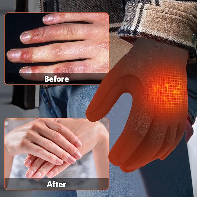 Heated Winter Gloves Rechargeable 3-Heat Settings for Cold Weather