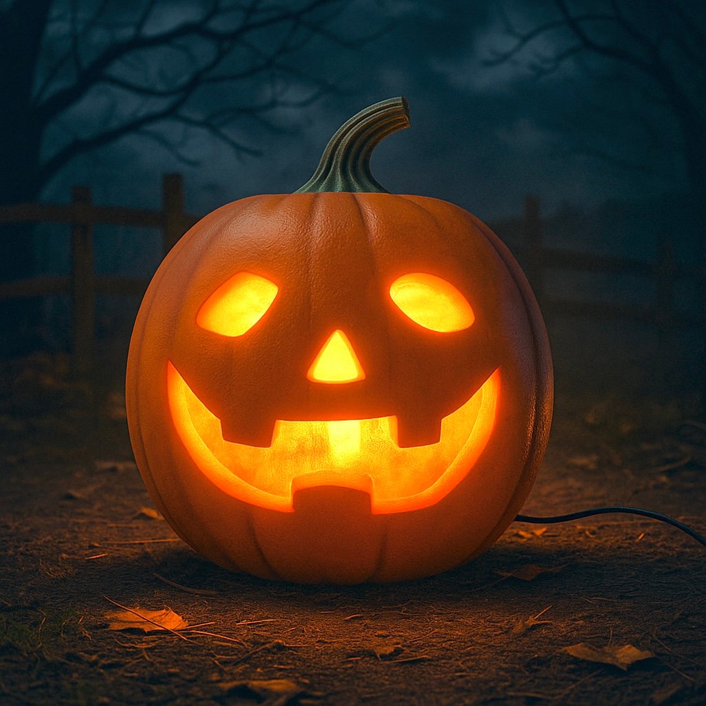 Animated Singing Halloween Pumpkin – Motion Sensor Talking Jack with Projected Face, Speaker, 80-Min Animation, USB or Battery Powered