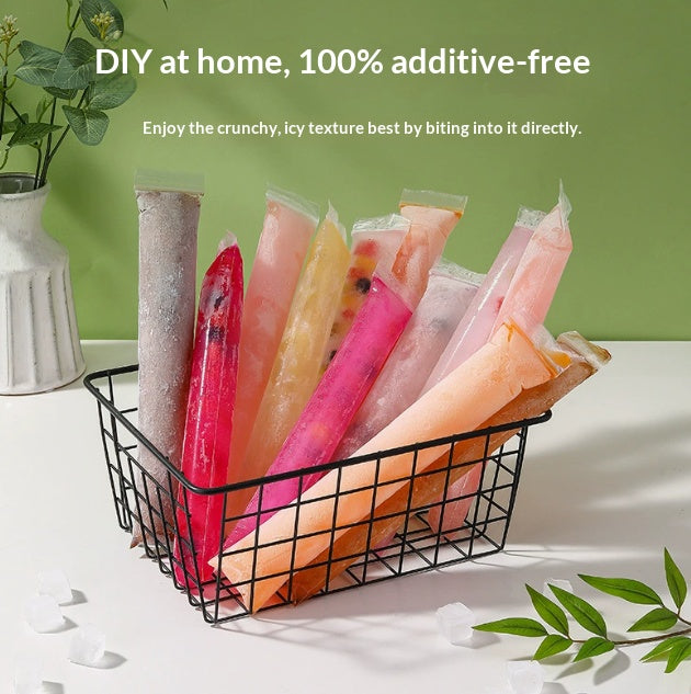 Reusable Freezer Pop Bags, Self-Sealing Food-Grade Ice Pop Moulds