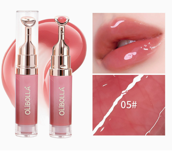 Plumping Lip Gloss with Cooling Metal Tip, Mirror-Shine Hydrating Lip Serum