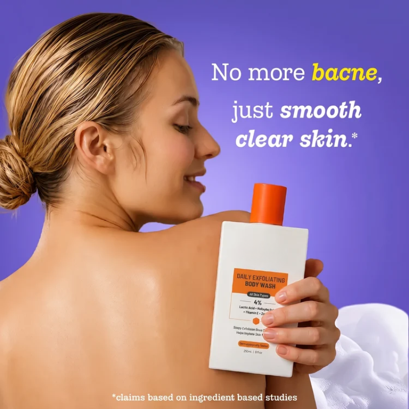 Exfoliating Body Wash with Lactic Acid for Smoother, Bump-Free Skin