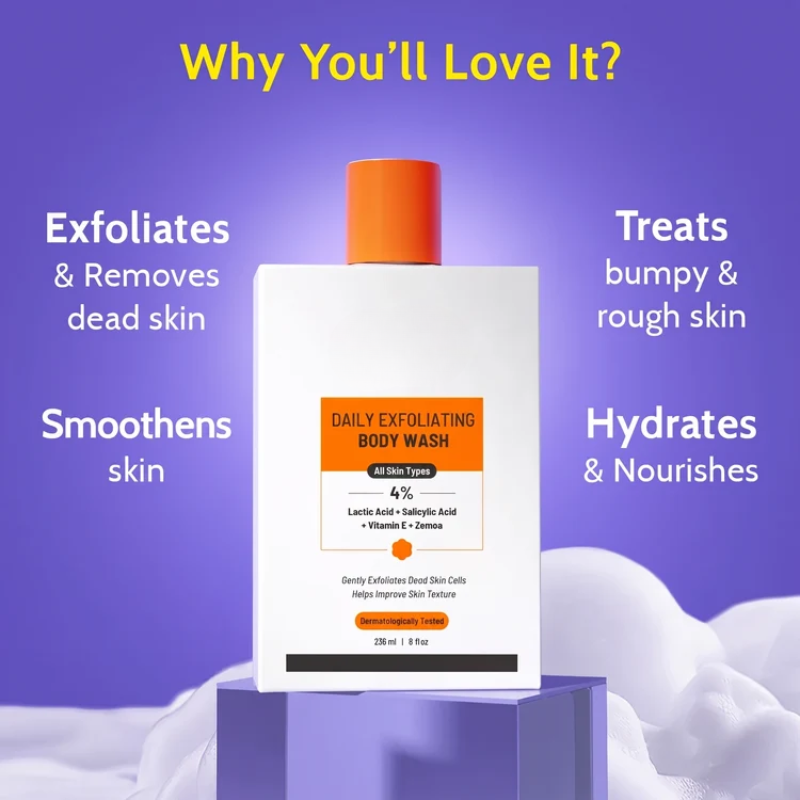 Exfoliating Body Wash with Lactic Acid for Smoother, Bump-Free Skin