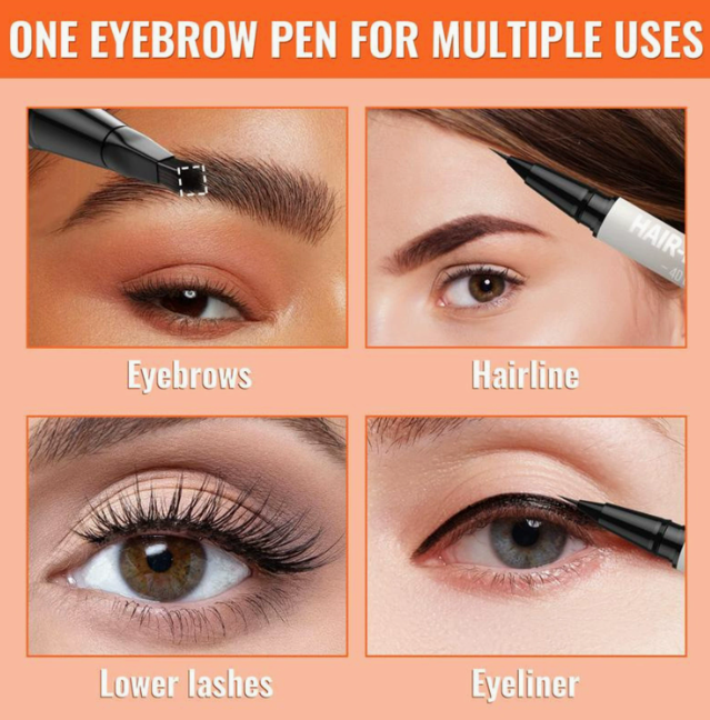 Dual-Ended Eyebrow Pencil, Waterproof Smudge-Proof Natural Brow Pencil