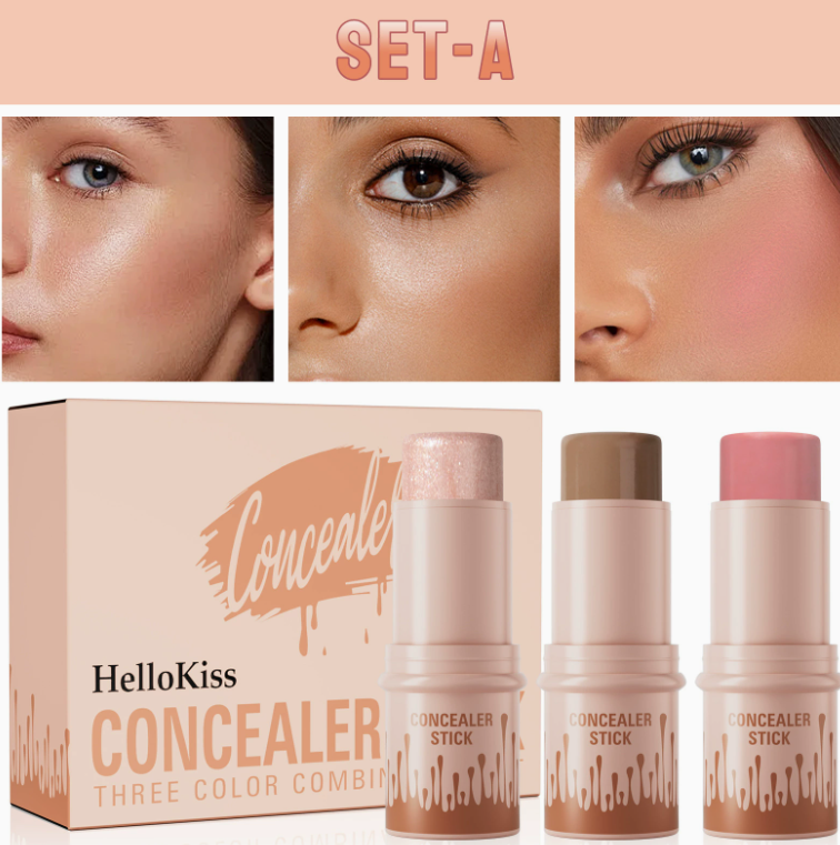 3-in-1 Contour Stick Set, Highlight, Contour & Blush