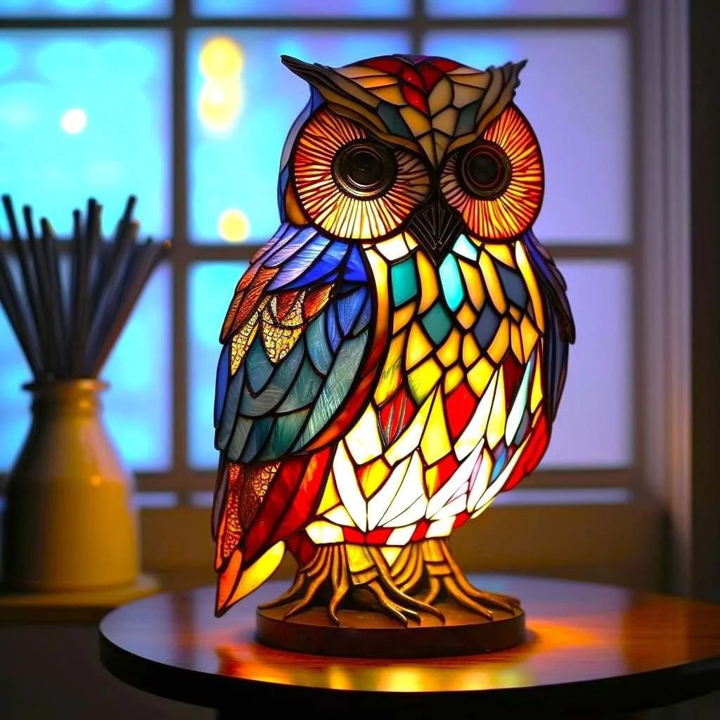 Home Decor Animal Lamp Color Glow Stained Glass Effect