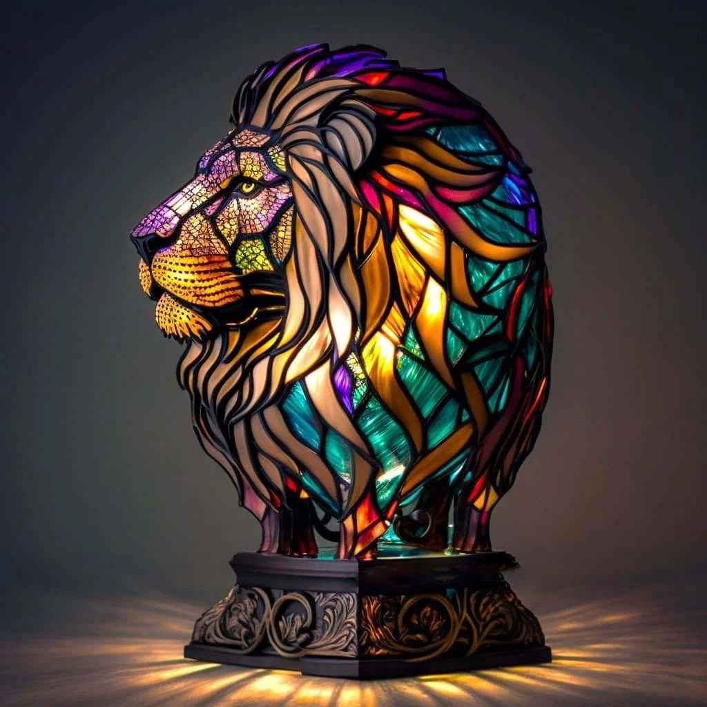 Home Decor Animal Lamp Color Glow Stained Glass Effect