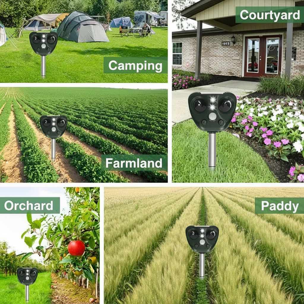 Solar Powered Ultrasonic Bird Repeller for Garden and Yard Protection