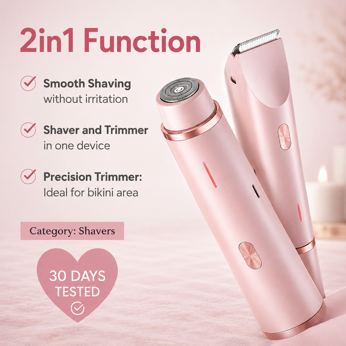 Women's Rechargeable Electric Shaver for Body & Intimate Care