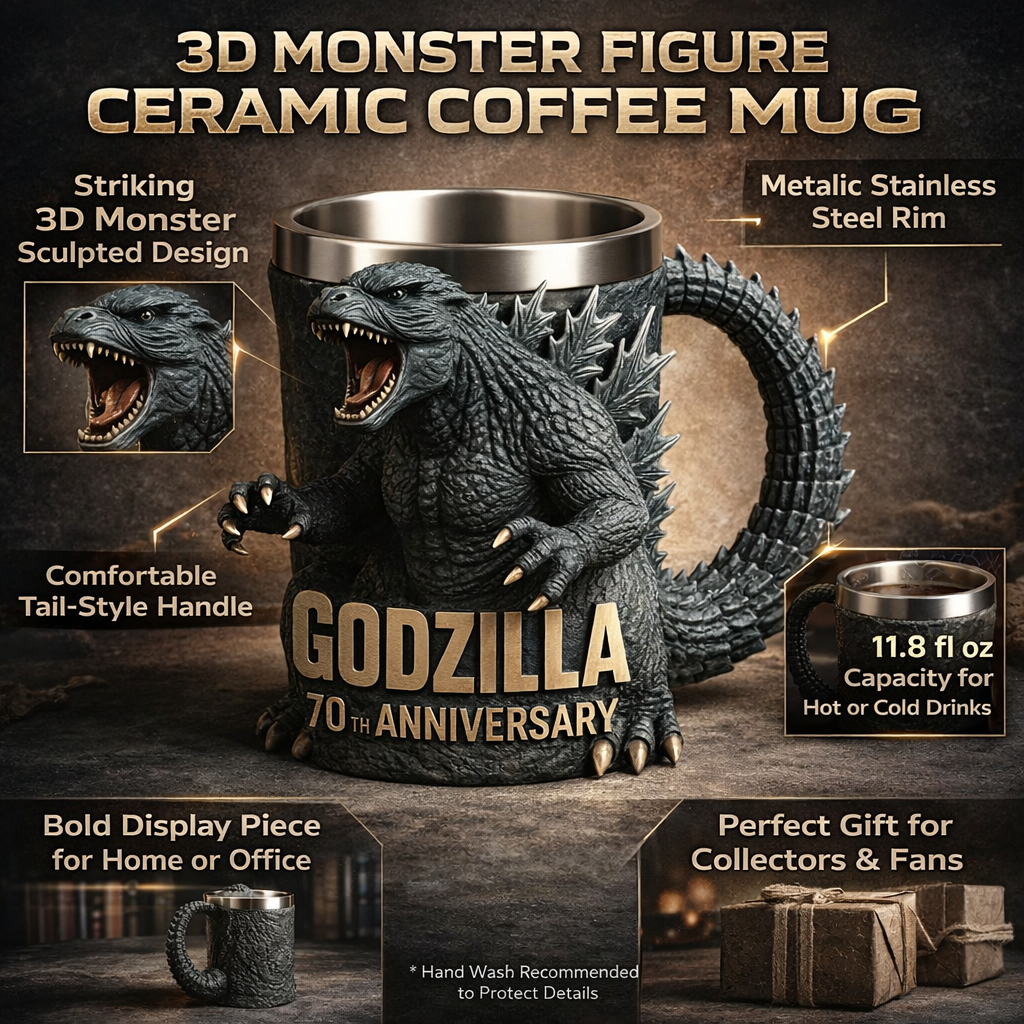 Novelty 3D Monster Coffee Mug with Sculpted Design