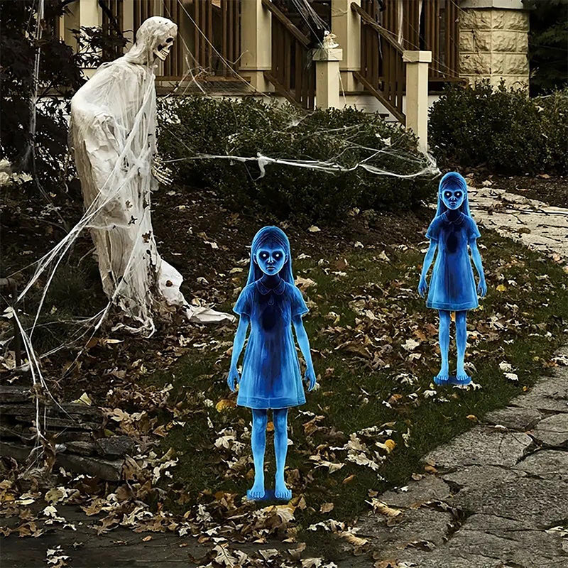 Metal Halloween Ghost Girl Yard Decoration – Windproof, Waterproof, Sunproof Outdoor Ornament for Garden, Porch, or Lawn Display