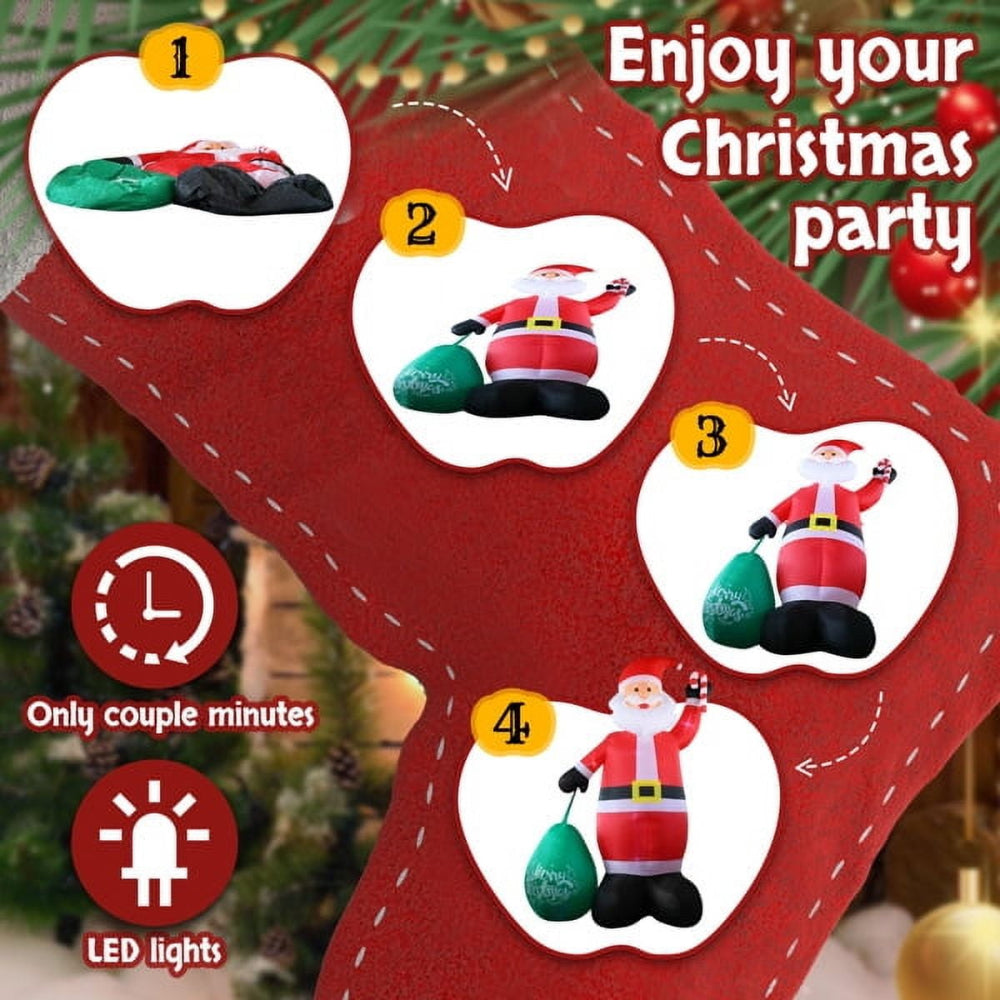 Giant Christmas Inflatables Outdoor Decorations Santa LED Lights