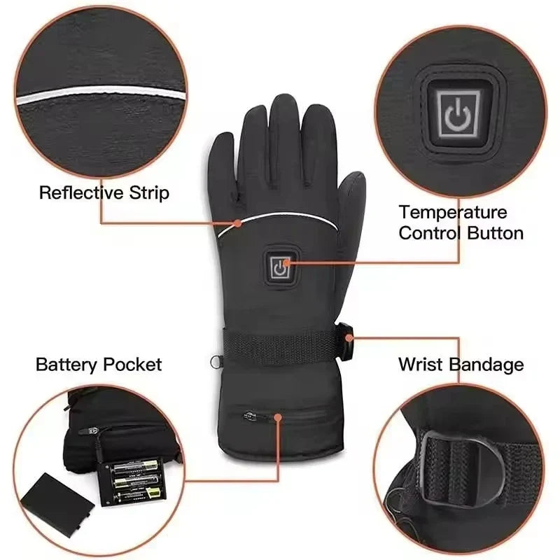 Rechargeable Heated Gloves – Electric Hand Warmers with 3 Heat Settings for Men & Women, Winter Outdoor Thermal Gloves