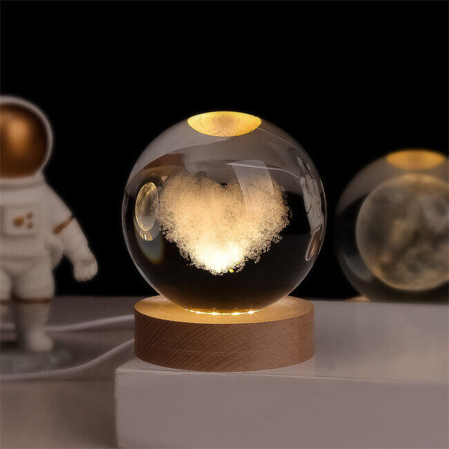 LED Crystal Sphere Night Light Cosmic 3D Planet Display