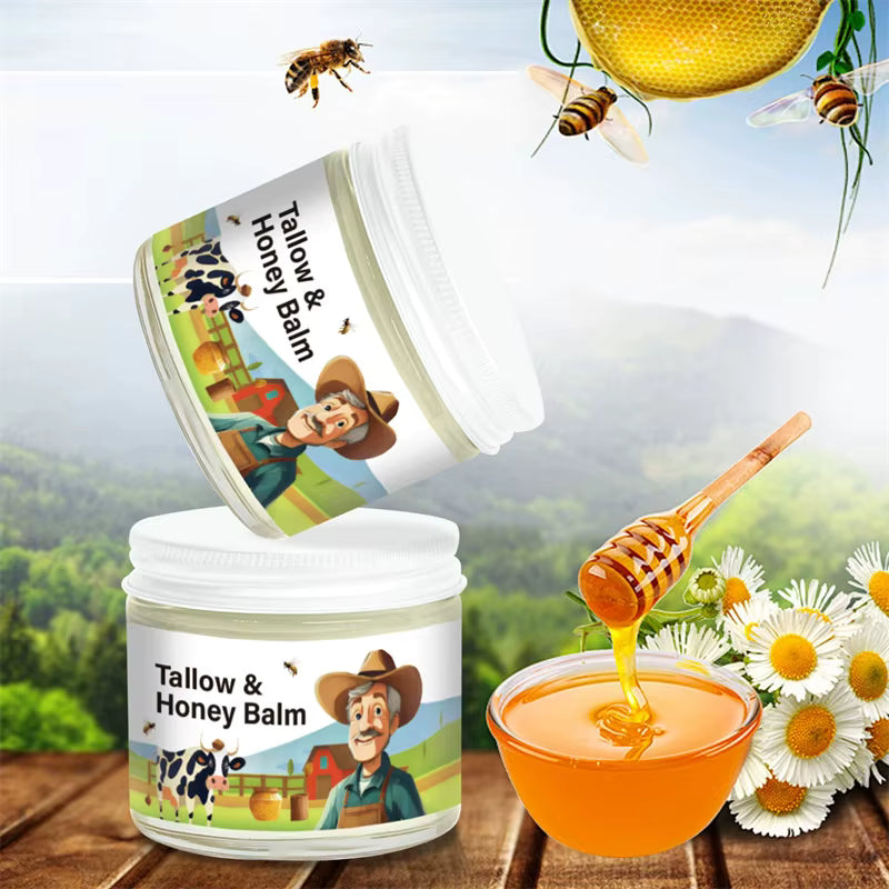 Tallow Honey Balm – Moisturizer for Dry & Sensitive Skin with Grass-Fed Tallow & Raw Honey