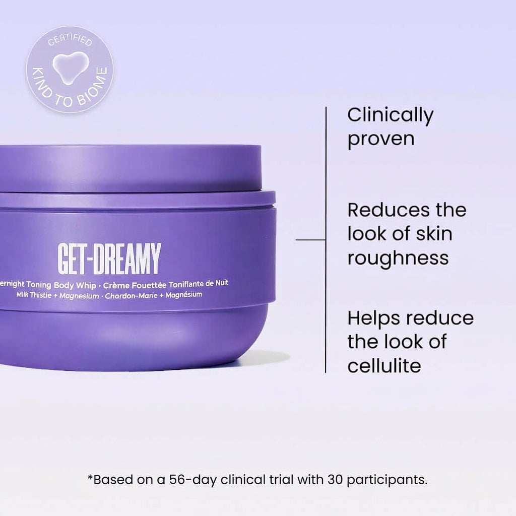GET-DREAMY Overnight Body Whip with Caffeine, Peptides & Magnesium for Uneven Skin Texture