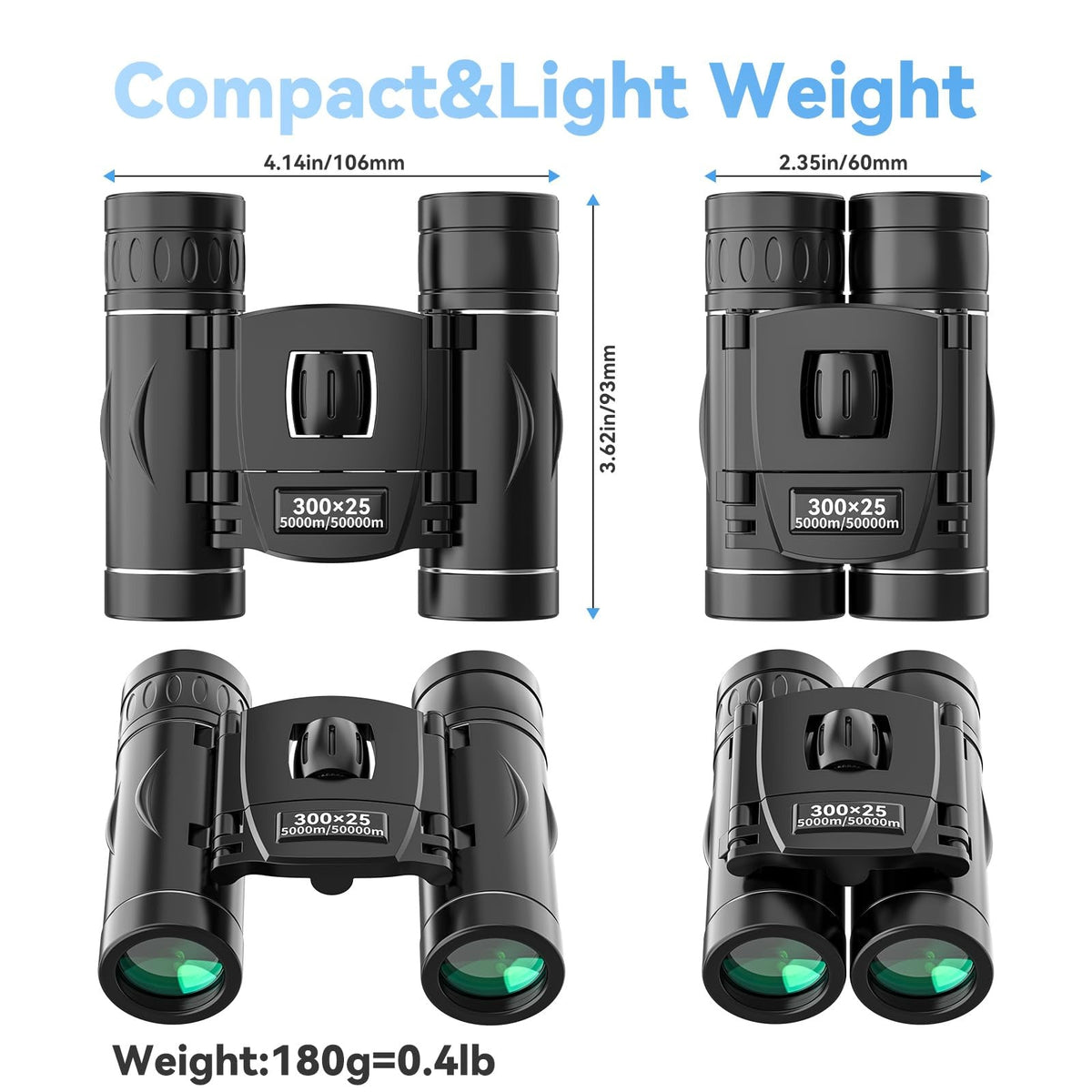HD Compact Binoculars for Long Range Outdoor Viewing