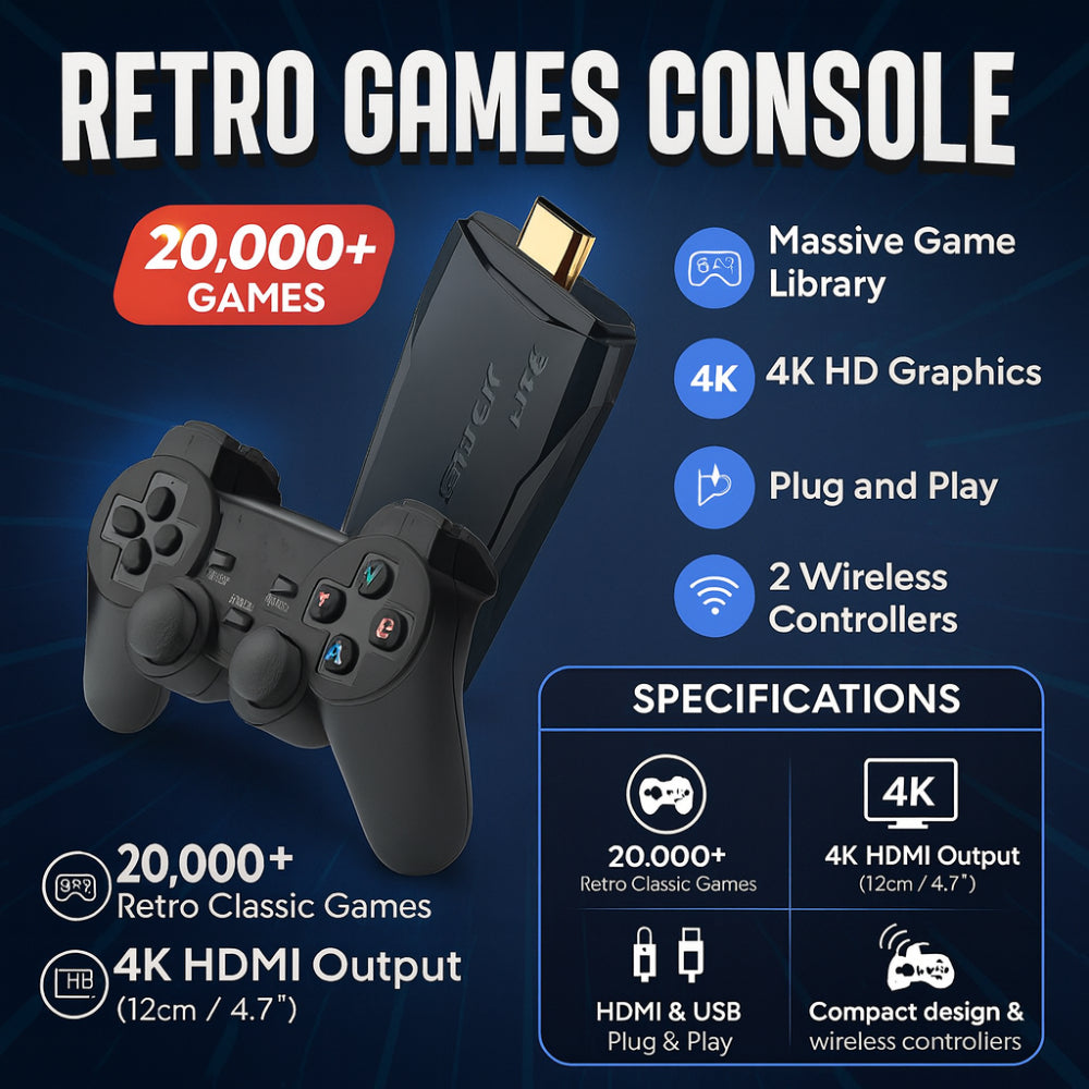4K Plug and Play Retro Gaming Console 20000 Classic Video Games Collection