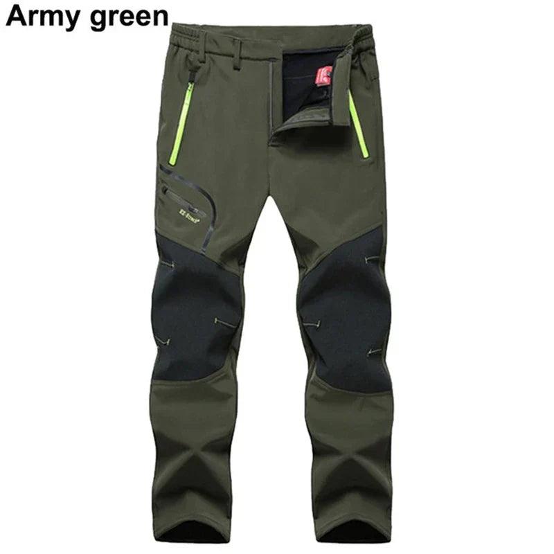 Men’s Waterproof Softshell Hiking Pants – Winter Warm, Windproof & Breathable Outdoor Trousers, Plus Size L-6XL for Camping, Fishing, Skiing & Climbing