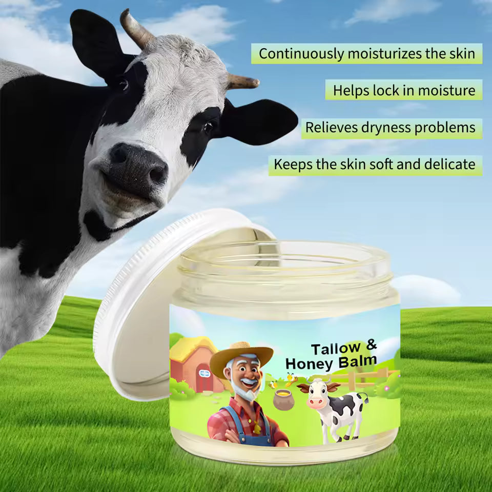 Tallow Honey Balm – Moisturizer for Dry & Sensitive Skin with Grass-Fed Tallow & Raw Honey