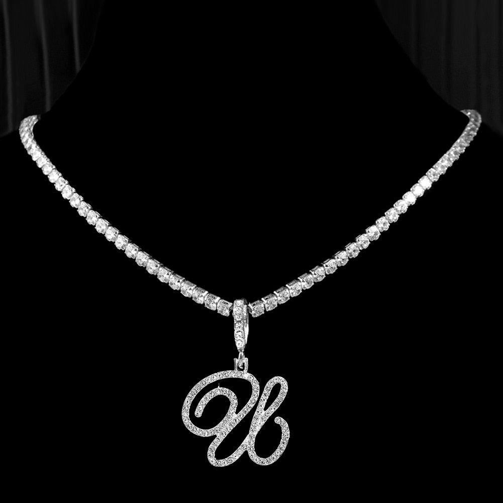 Initial Tennis Pendant Silver
