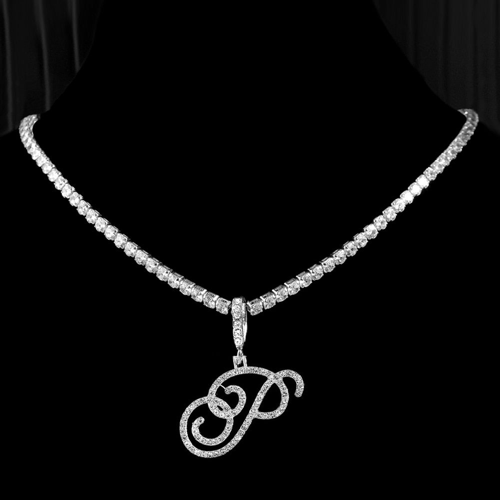 Initial Tennis Pendant Silver