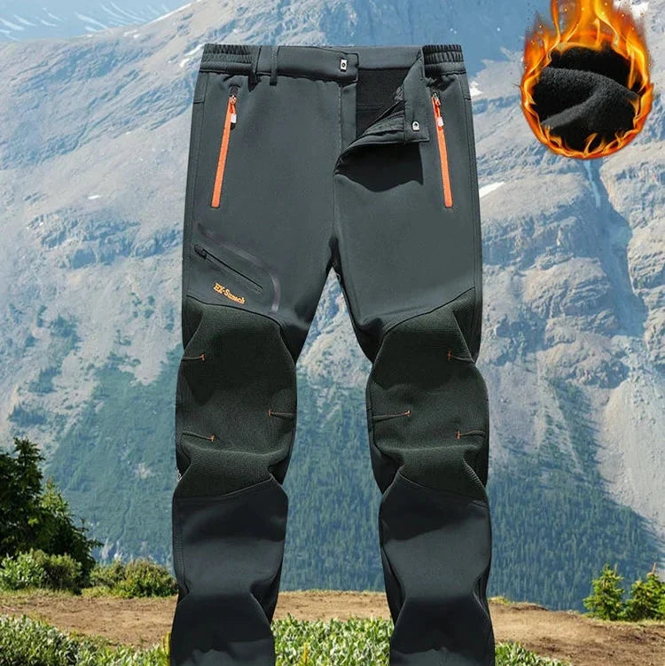 Men’s Waterproof Softshell Hiking Pants – Winter Warm, Windproof & Breathable Outdoor Trousers, Plus Size L-6XL for Camping, Fishing, Skiing & Climbing