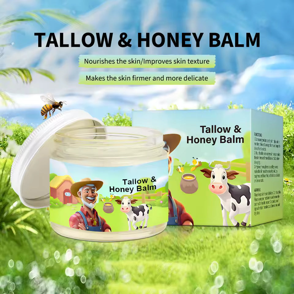 Tallow Honey Balm – Natural Moisturizer with Grass-Fed Tallow & Organic Honey for Face & Body