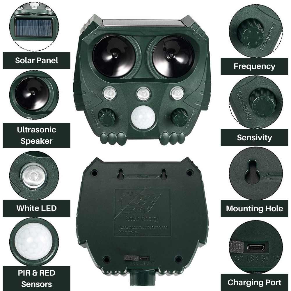 Solar Ultrasonic Pest Repeller for Gardens