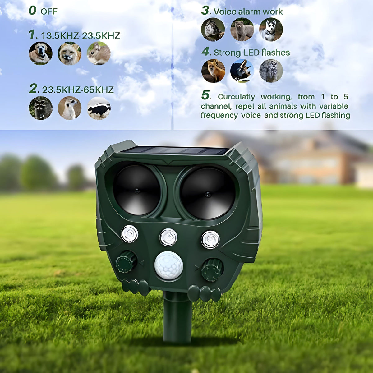 Solar Ultrasonic Pest Repeller for Gardens