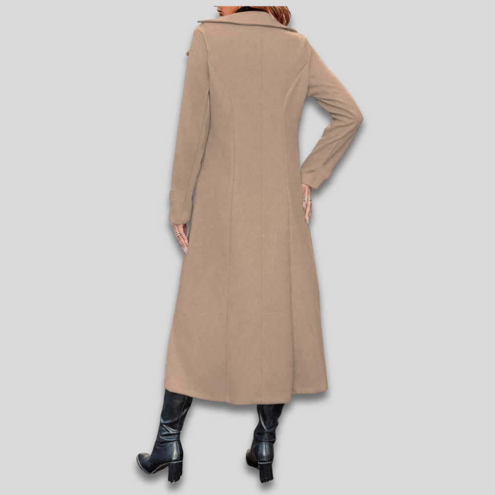 Women’s Double Breasted Long Coat - Tailored Fall Overcoat